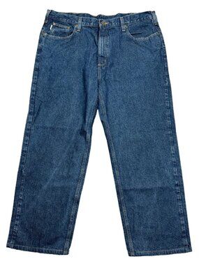Carhartt Relaxed Fit B460 Blue Denim Jeans Mens 42x32 100% Cotton Durable Workwe
